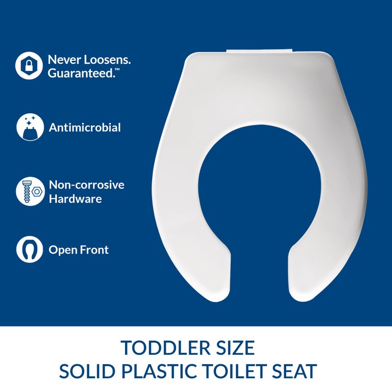 BEMIS BB955CT Commercial Heavy Duty Open Front Baby/Toddler Plastic Toilet Seat without Cover, For Schools and Daycares, White - Image 3